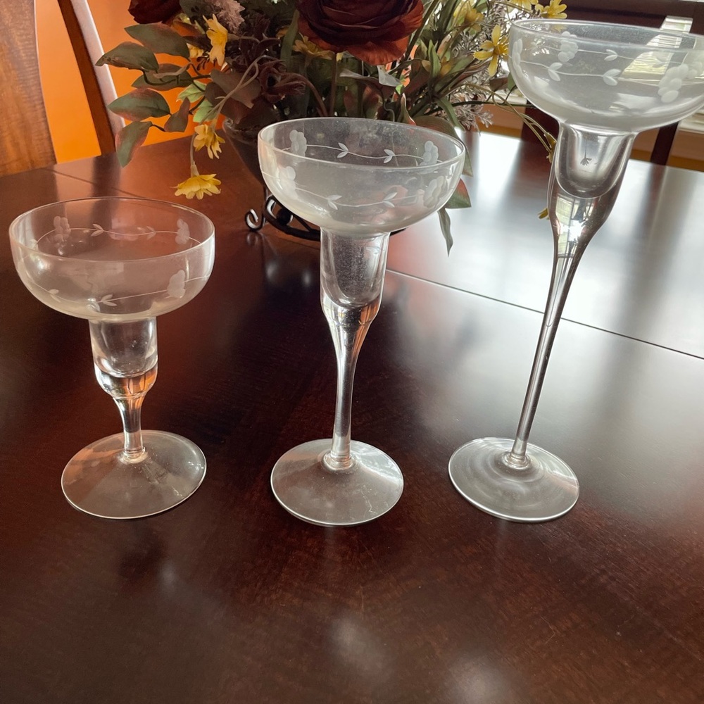 Princess House Crystal 3 Piece Candlestick Set